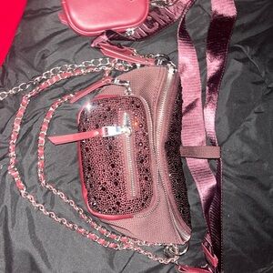 Steve Madden Burgundy Chain Crossbody Bag